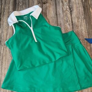 Abercrombie outfit Green Sleeveless Polo Top & skirt skirt Set medium YPB